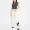 Bat Skull Embroidered Low Waist Bootcut Jeans Bat Skull Embroidered Low Waist Bootcut Jeans