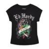 Black Rose Rhinestone Cap Sleeve Tee Black Rose Rhinestone Cap Sleeve Tee