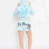 Blue Leopard Y2K Rhinestone Fleece Shorts Blue Leopard Y2K Rhinestone Fleece Shorts