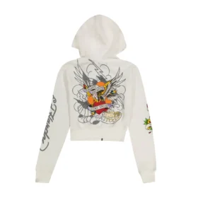 Brave Eagle Cropped Hoodie – White