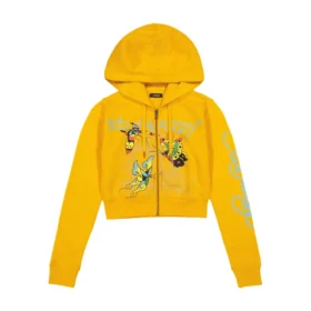 Butterflies Cropped Hoodie – Marigold