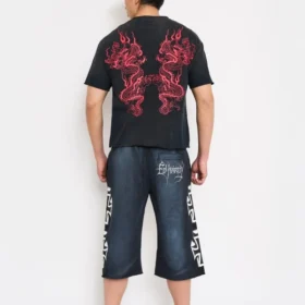 Crosses Puff Print Long Fleece Shorts