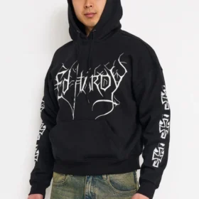 Cyber Crosses Puff Print Boxy Hoodie