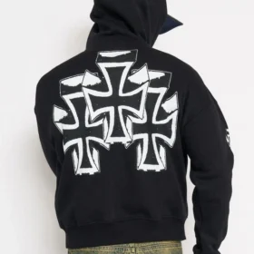 Cyber Crosses Puff Print Boxy Hoodie