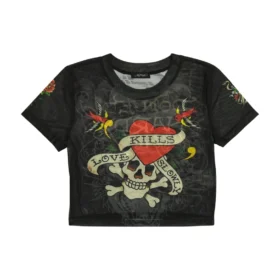 LKS Skull Power Mesh Baby Tee LKS Skull Power Mesh Baby Tee