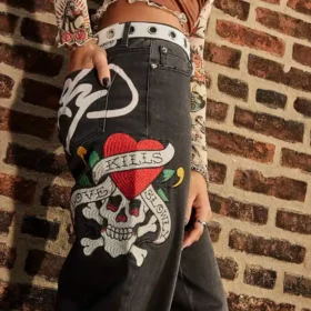LKS Skull Wide Leg Jean