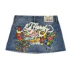 Multi Tattoo Denim Mini Skirt