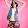 Multi Tattoo Denim Vest