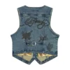 Multi Tattoo Denim Vest