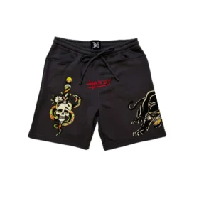 Panther Skull Fleece Short – Charcoal