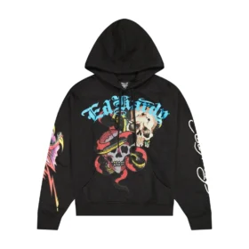 Skulls Boxy Rhinestone Fleece Hoodie