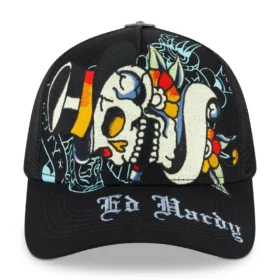 Tiger Skull Trucker Hat – Black